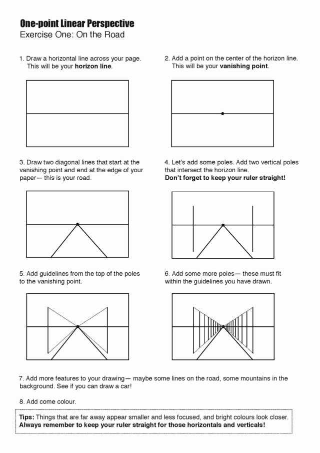 50 One Point Perspective Worksheet | Chessmuseum Template Library intended for One Point Perspective Worksheet