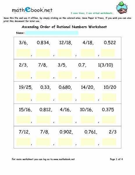 50 Ordering Rational Numbers Worksheet | Chessmuseum Template Library inside Ordering Rational Numbers Worksheet