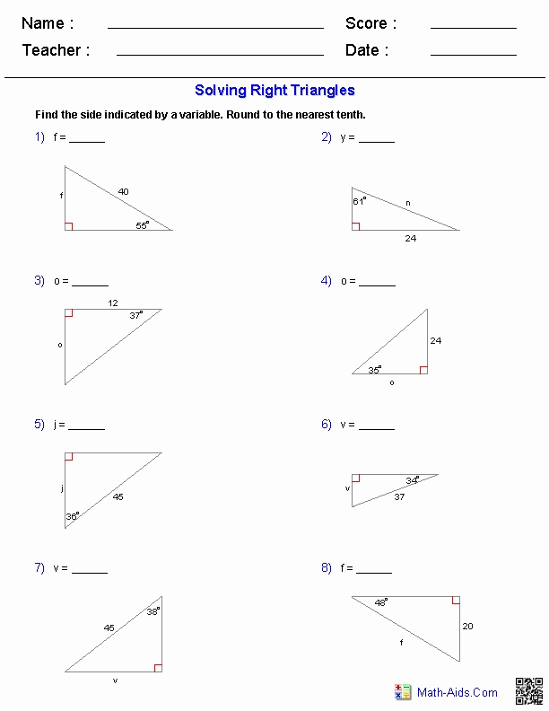 50 Right Triangle Trigonometry Worksheet | Chessmuseum Template Library pertaining to Right Triangle Trig Worksheet