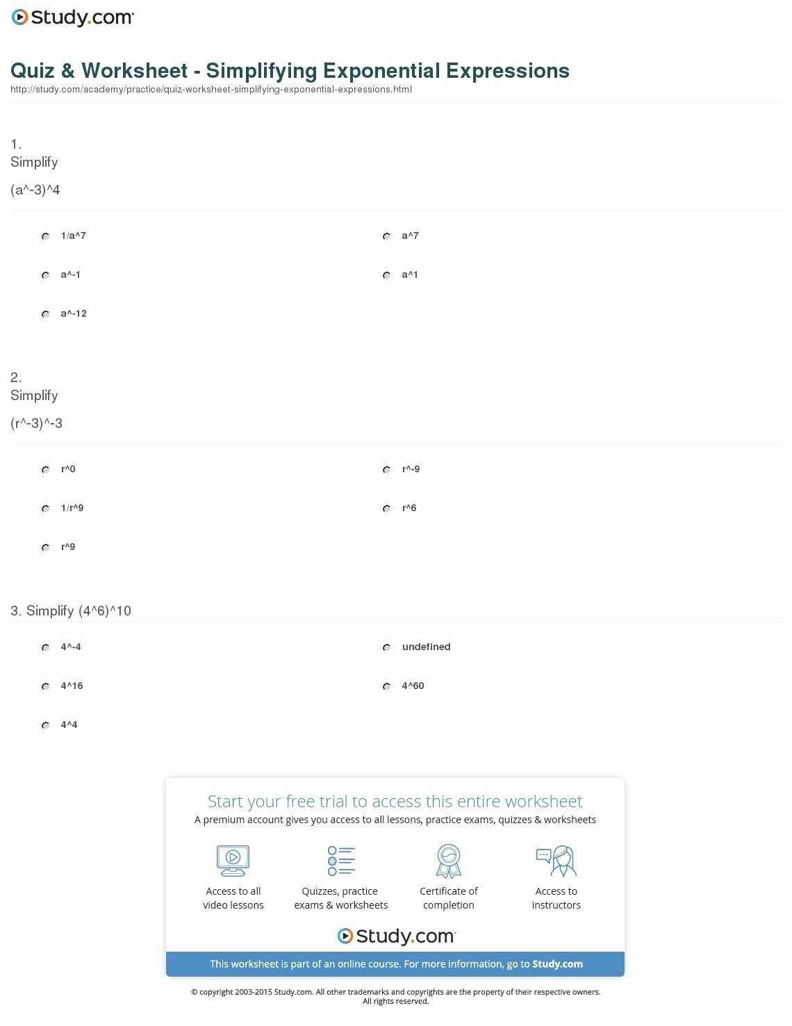 50 Simplify Exponential Expressions Worksheet | Chessmuseum Template throughout Simplifying Exponential Expressions Worksheet