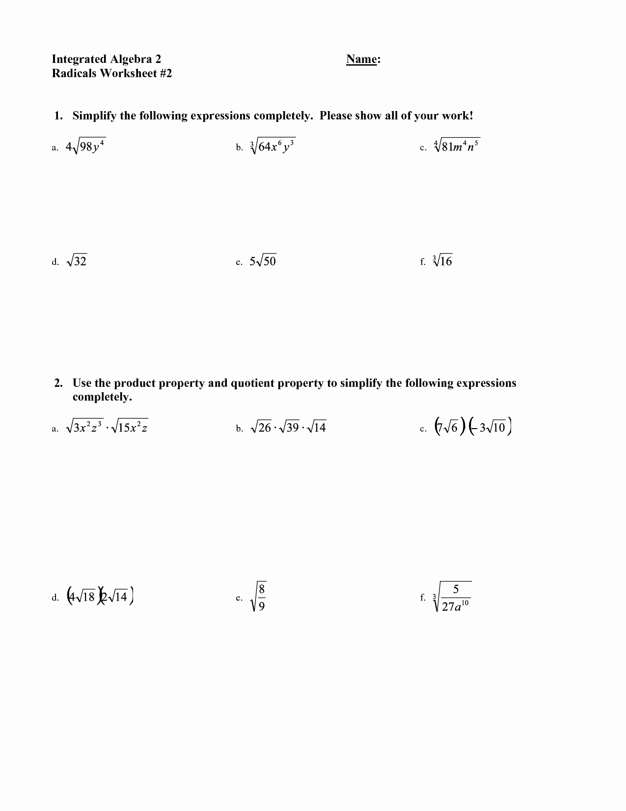 50 Simplifying Radicals Worksheet Pdf | Chessmuseum Template Library throughout Simplifying Radicals Worksheet Pdf