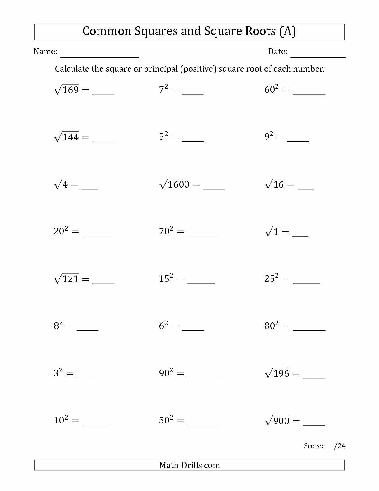 50 Square Root Practice Worksheet | Chessmuseum Template Library for Squares And Square Roots Worksheet