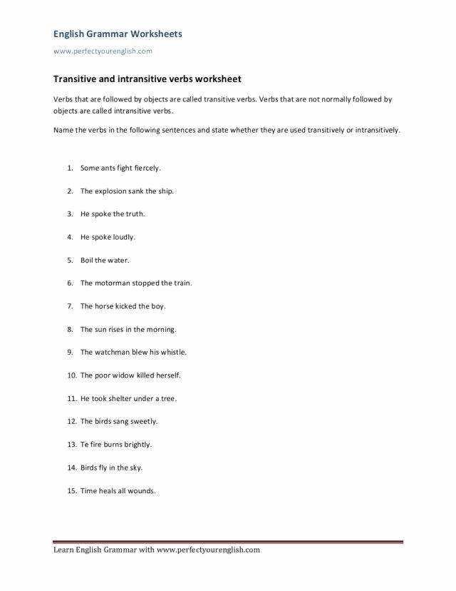 50 Transitive And Intransitive Verbs Worksheet | Chessmuseum Template pertaining to Transitive And Intransitive Verb Worksheet