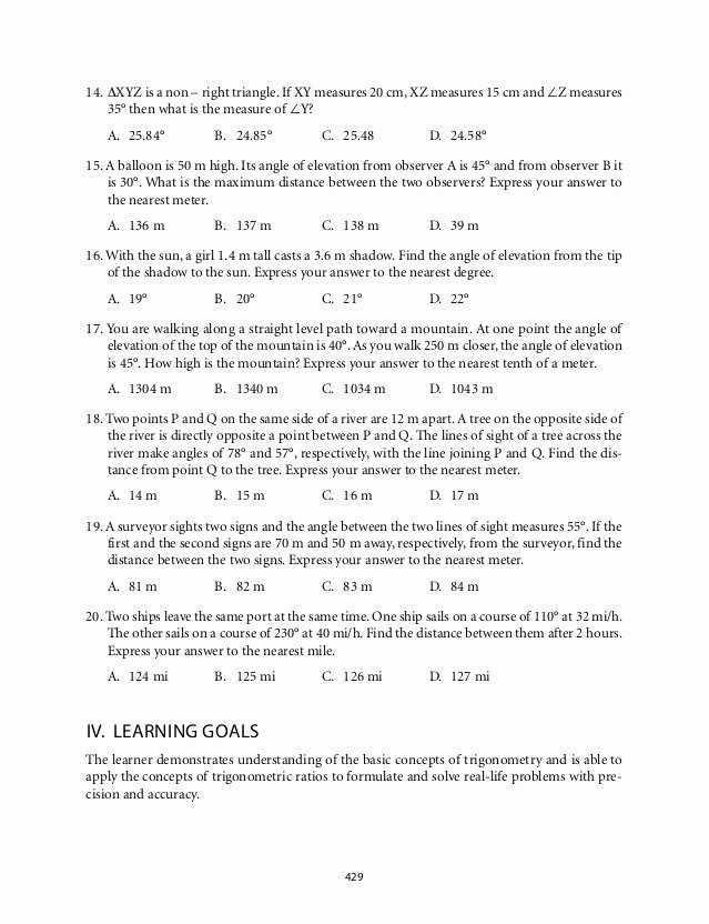 50 Trigonometry Word Problems Worksheet Answers | Chessmuseum Template in Trig Word Problems Worksheet Answers