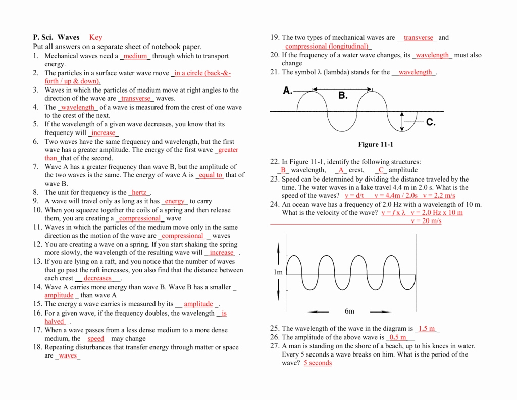 50 Wave Worksheet Answer Key | Chessmuseum Template Library Within Waves Worksheet Answer Key