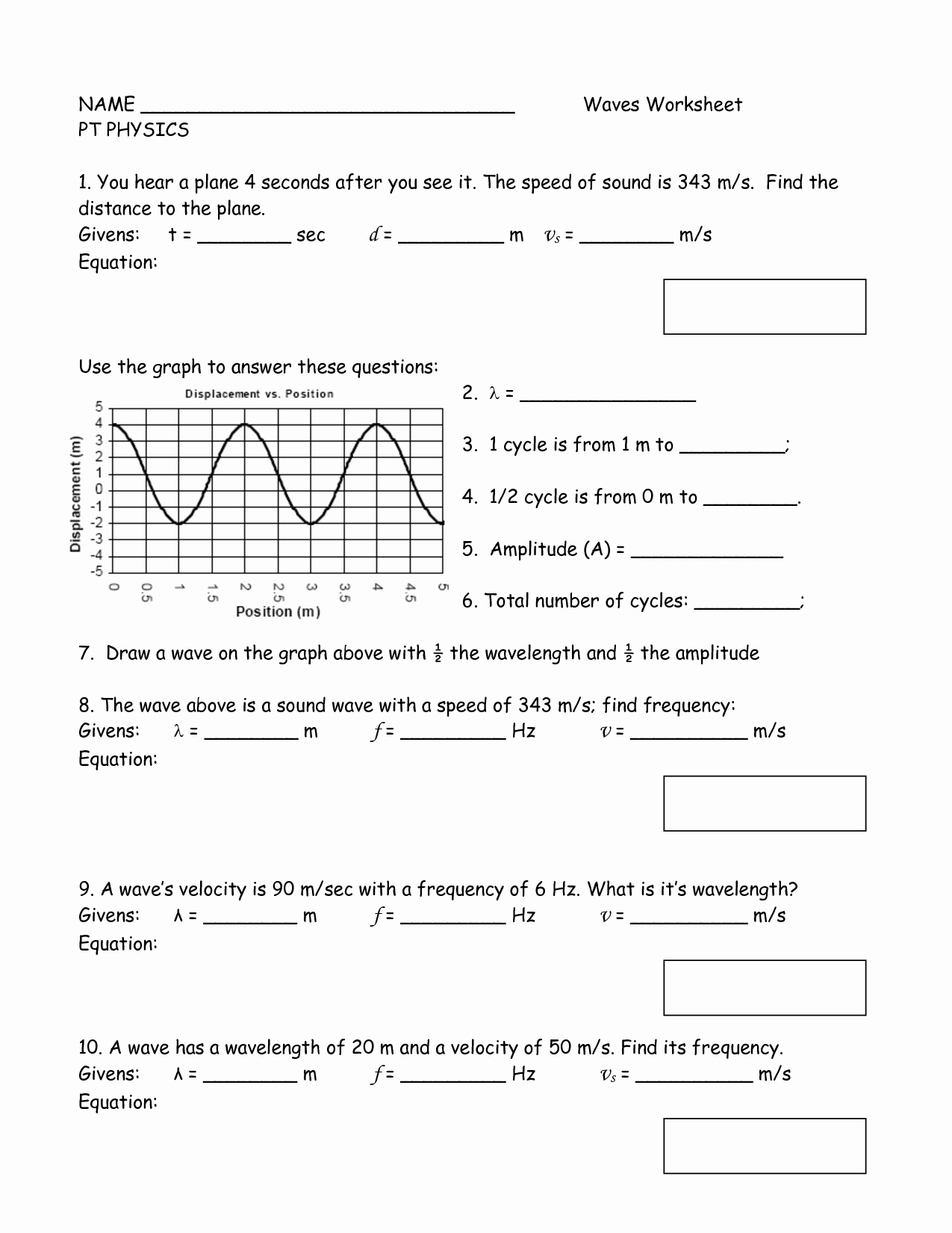 50 Waves Worksheet 1 Answers | Chessmuseum Template Library Pertaining To Wave Review Worksheet Answer Key