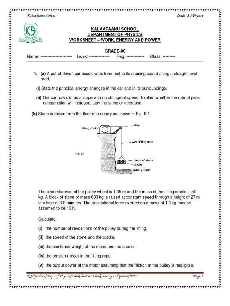 50 Work Energy And Power Worksheet | Chessmuseum Template Library With Work Energy And Power Worksheet