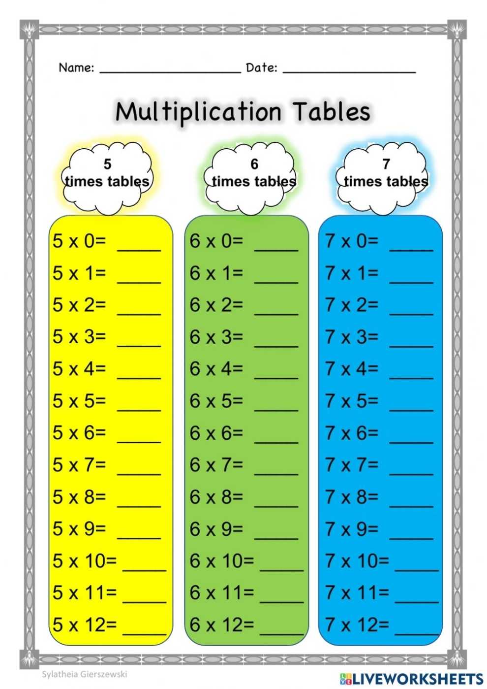 6 Times Table Worksheet pertaining to 6 Times Table Worksheet