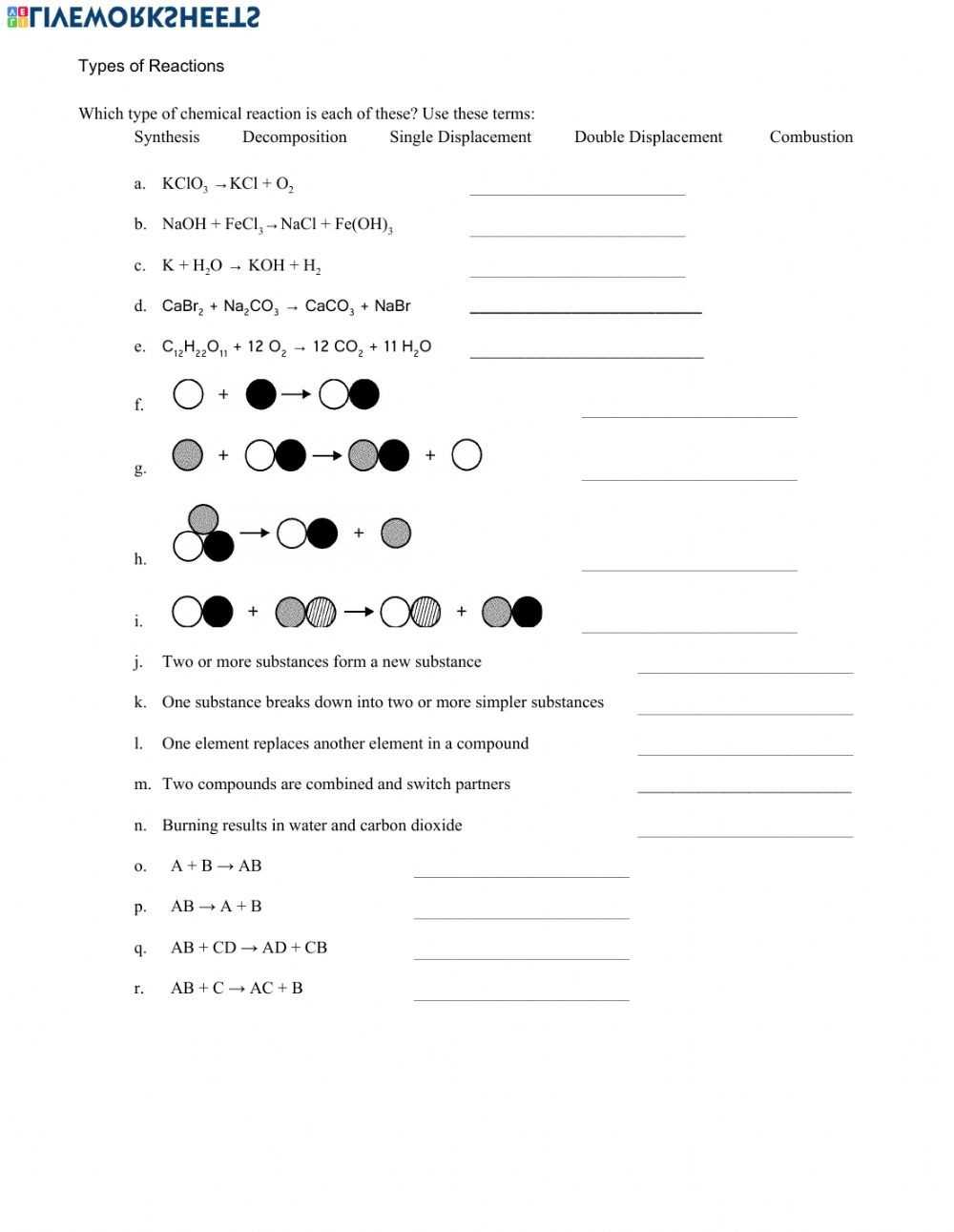 61. Classification Of Chemical Reactions Chemistry Worksheet Key / Types Of Chemical Reactions throughout Classifying Chemical Reactions Worksheet