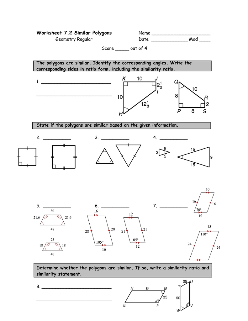 72 Similar Polygons Worksheet Answers In Similar Figures Worksheet Answers
