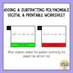 Adding And Subtracting Polynomials Digital & Printable Worksheet - Math With Ms. Rivera in Adding Subtracting Polynomials Worksheet
