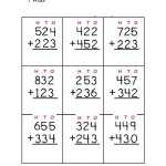 Addition Without Regrouping With 3 Digits. Worksheet Intended For Adding Three Numbers Worksheet