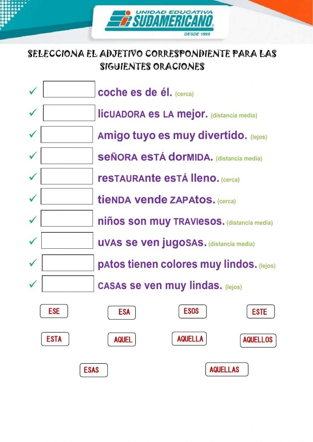 Adjetivos Demostrativos Worksheet : 17 Best Images About Demonstrative Regarding Demonstrative Adjectives Spanish Worksheet