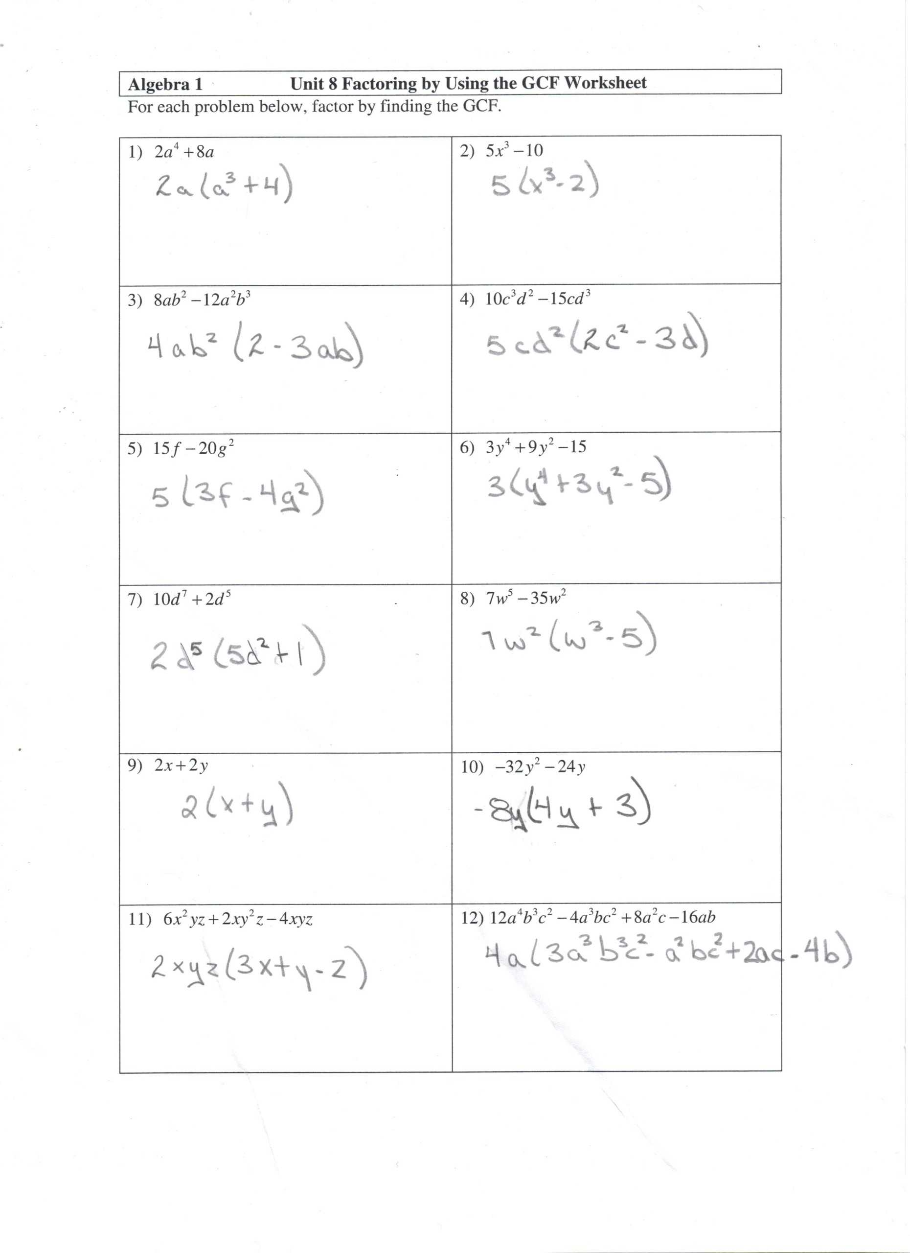 Alg 1 Unit 7 Polynomails And Factoring Gina Wilson Answers : Match Fishtank Algebra 1 Unit 8 with Factoring Quadratic Expressions Worksheet Answers
