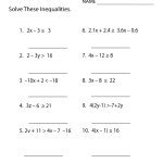 Algebra 1 Inequalities Worksheet — Excelguider With Algebra 1 Inequalities Worksheet