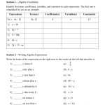 Algebra Vocabulary And Writing Expressions Worksheet With Regard To Writing Algebraic Expressions Worksheet