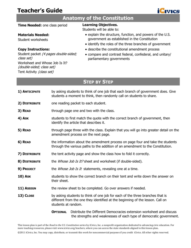 Anatomy Of The Constitution — Db-Excel with regard to Anatomy Of The Constitution Worksheet