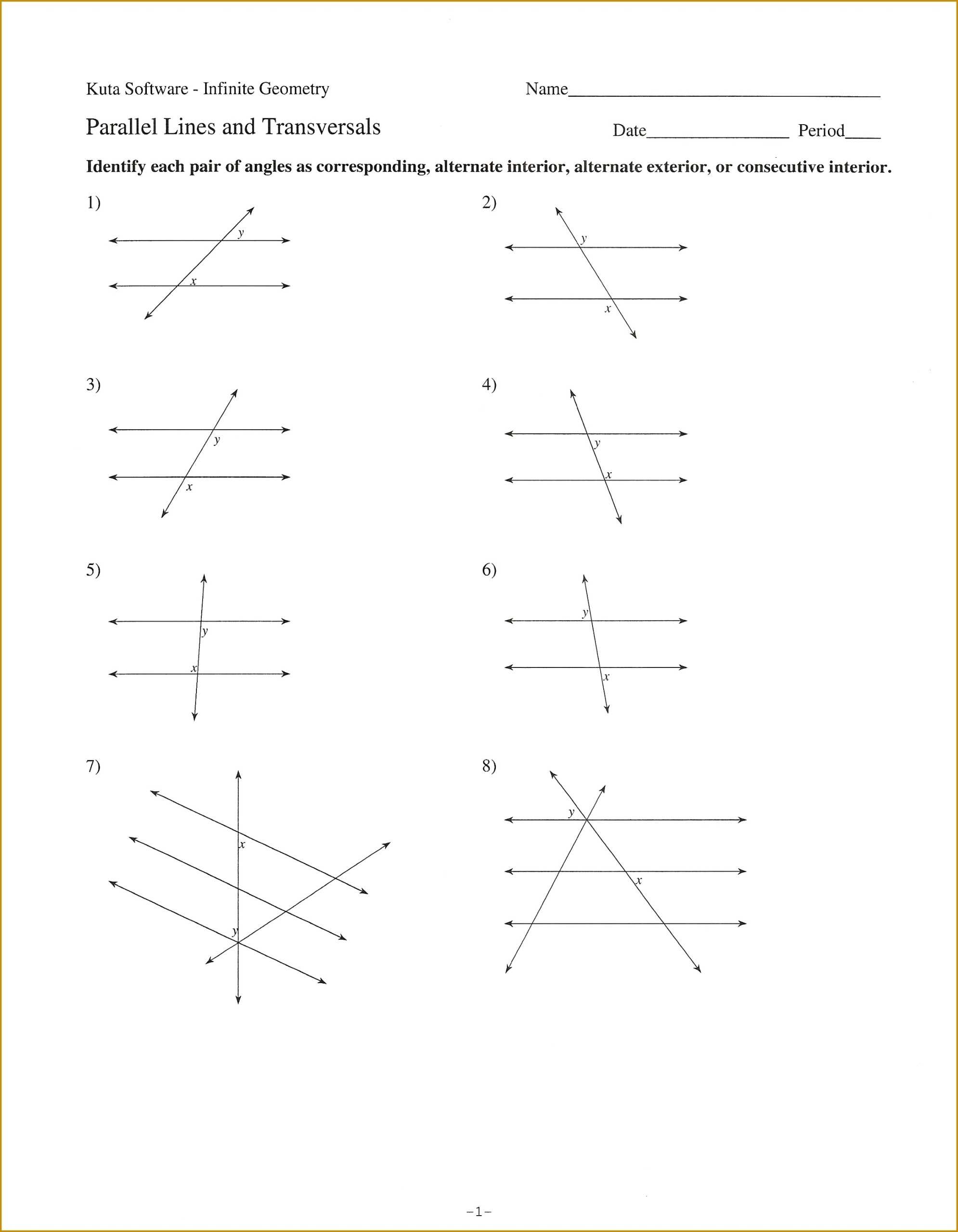 Angles And Parallel Lines Worksheet - Qualityinspire regarding Angles In Transversal Worksheet Answers