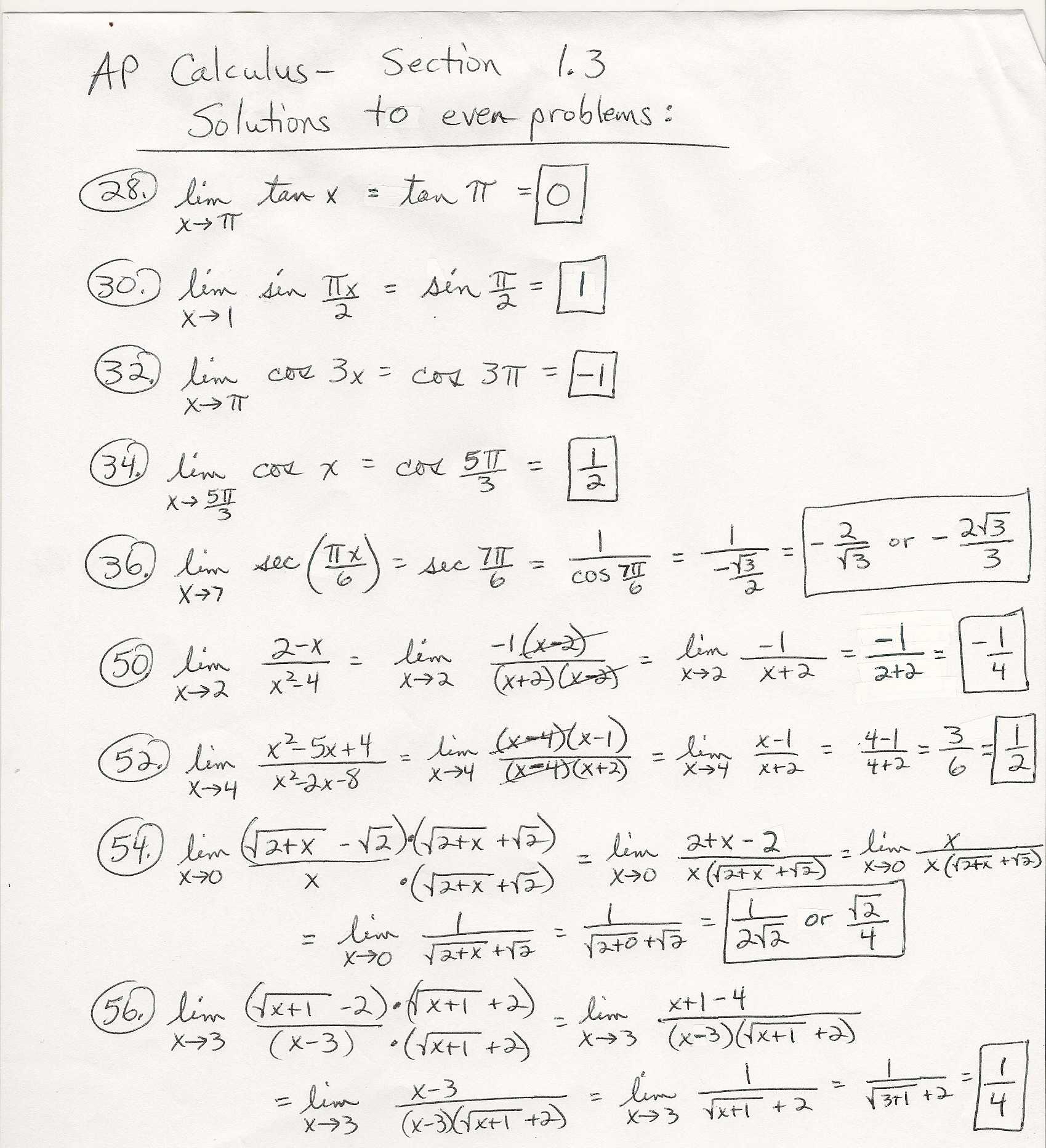 Ap Calculus Calculus Problems Worksheet / Honors Algebra Ii Ap Calculus Pertaining To Intermediate Value Theorem Worksheet