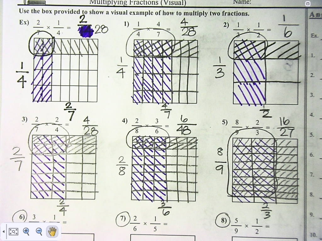 Area Model Multiplication Fractions : Multiplying Fractions Worksheets Multiplying Fractions in Multiplying Fractions Area Model Worksheet