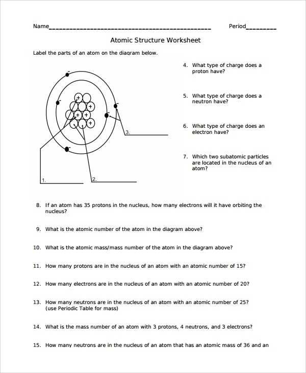 Atomic Basics Worksheet Answers regarding Atoms Worksheet Middle School