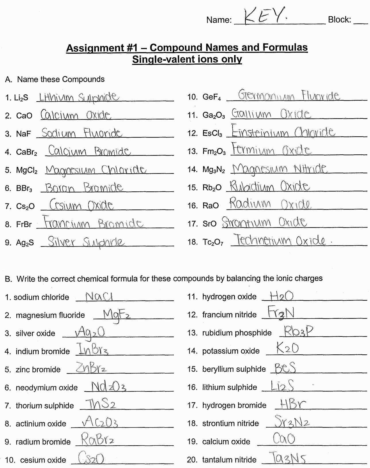Atoms And Ions Worksheet Answers — Db Excel Within Chemical Formula Writing Worksheet