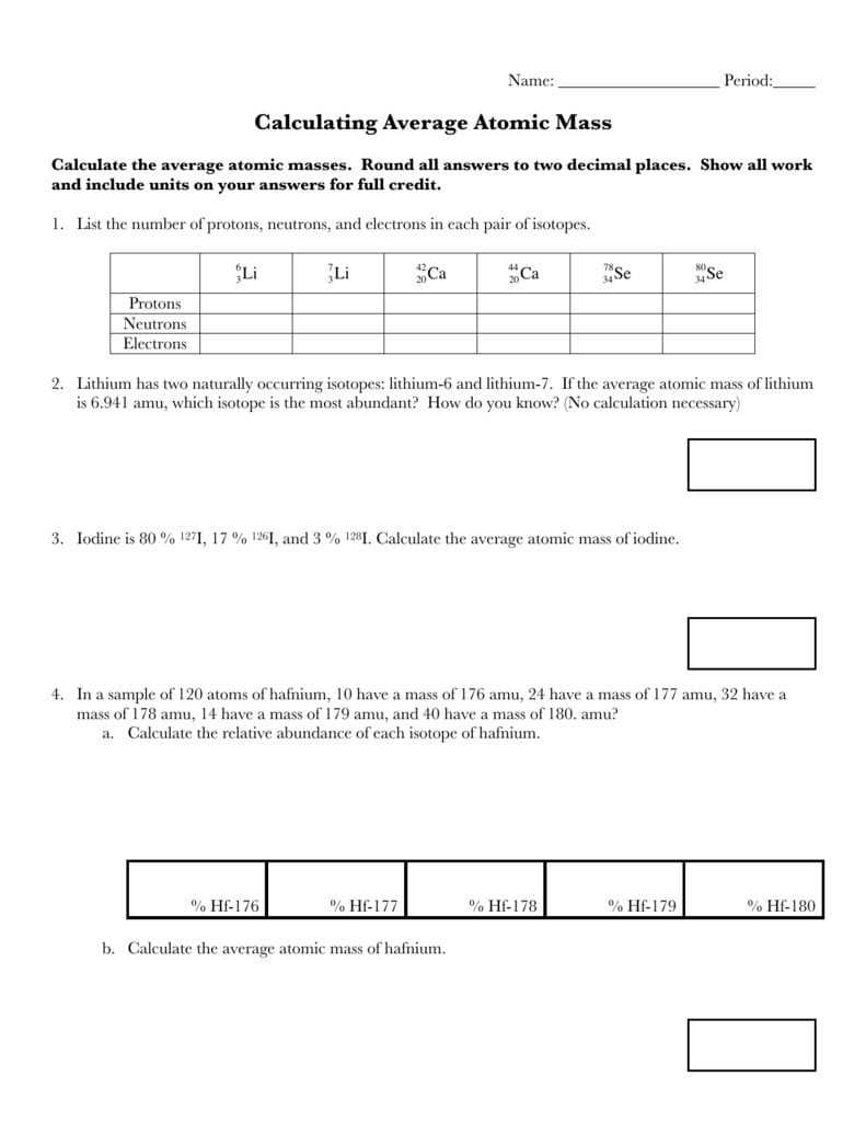 Average Atomic Mass Gizmo Answer Key : Chemical Equations Gizmo with Average Atomic Mass Worksheet Answers