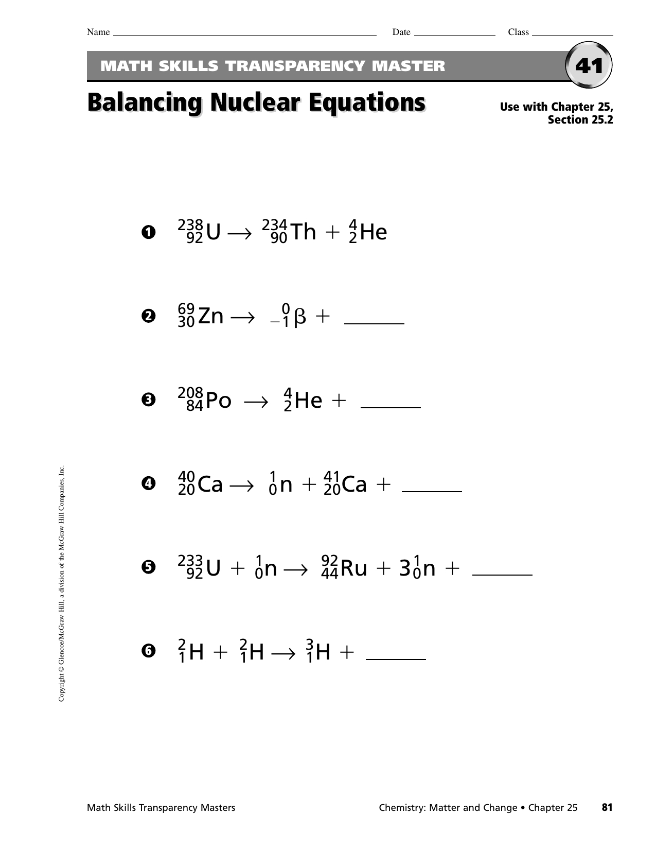 Balance Nuclear Equations Worksheet - Equations Worksheets Within Balancing Nuclear Equations Worksheet