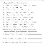 Balancing Single Replacement Reactions Worksheet Answer Key With Types Of Reactions Worksheet