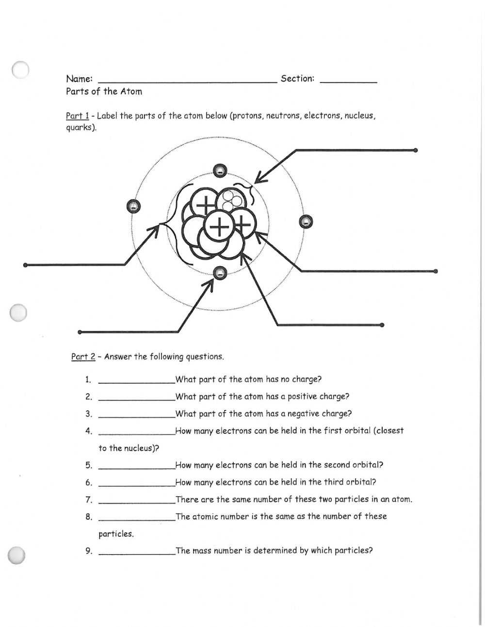 Basic Atomic Structure Worksheet Answer Key - Structure Of The Atom Worksheet Answers in Basic Atomic Structure Worksheet