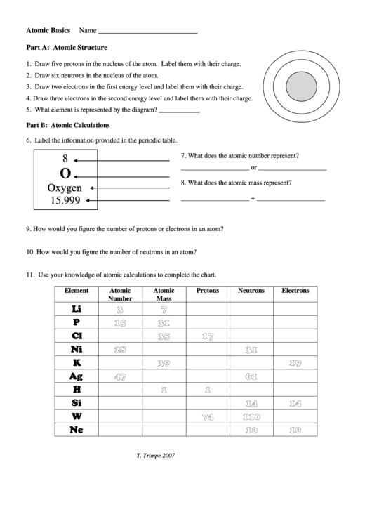 Basic Atomic Structure Worksheet Answers Pdf / 16 Best Images Of Atomic Structure Worksheet throughout Chemistry Atomic Structure Worksheet