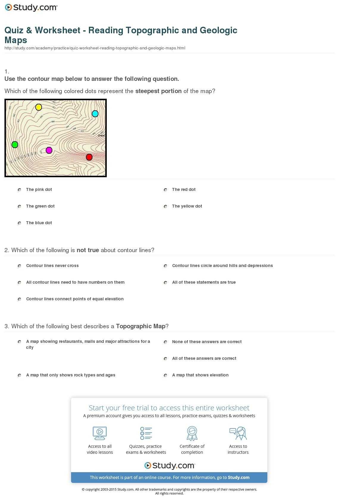 Best Topographic Map Reading Worksheet Key Full - Reading Throughout Topographic Map Worksheet Answer Key