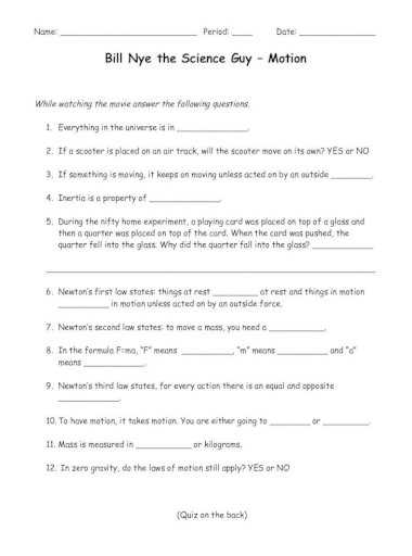 Bill Nye Energy Worksheet Answer Key - Bill Nye Friction Video - Khan Witties Pertaining To Bill Nye Fossils Worksheet