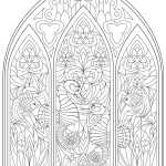 Black And White Page For Coloring. Fantasy Drawing Of Beautiful Gothic within Stained Glass Windows Worksheet