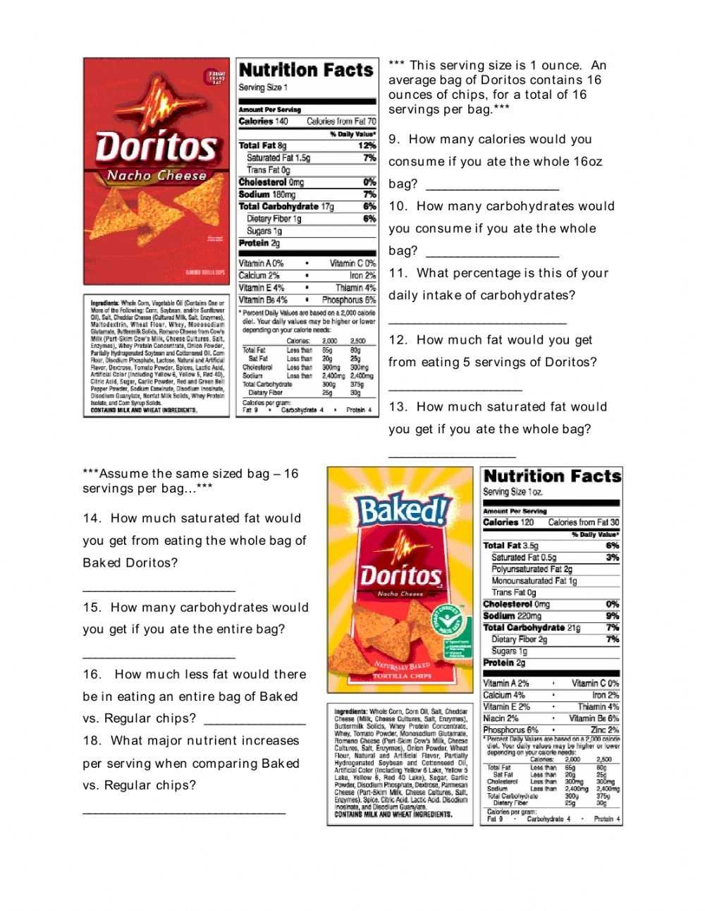 Blank Food Label Worksheet Inside Blank Nutrition Label Worksheet