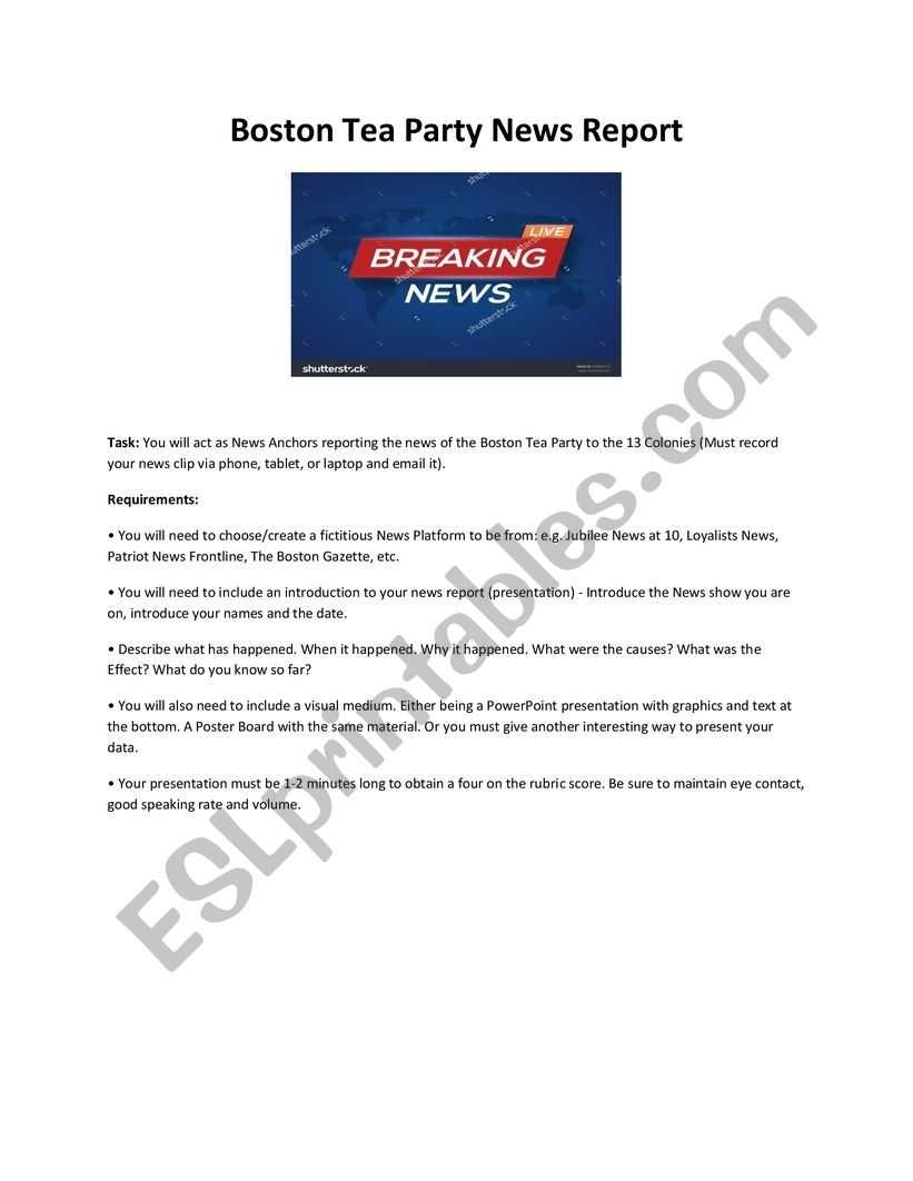 Boston Tea Party Project - Esl Worksheet By Jdg779 In Boston Tea Party Worksheet
