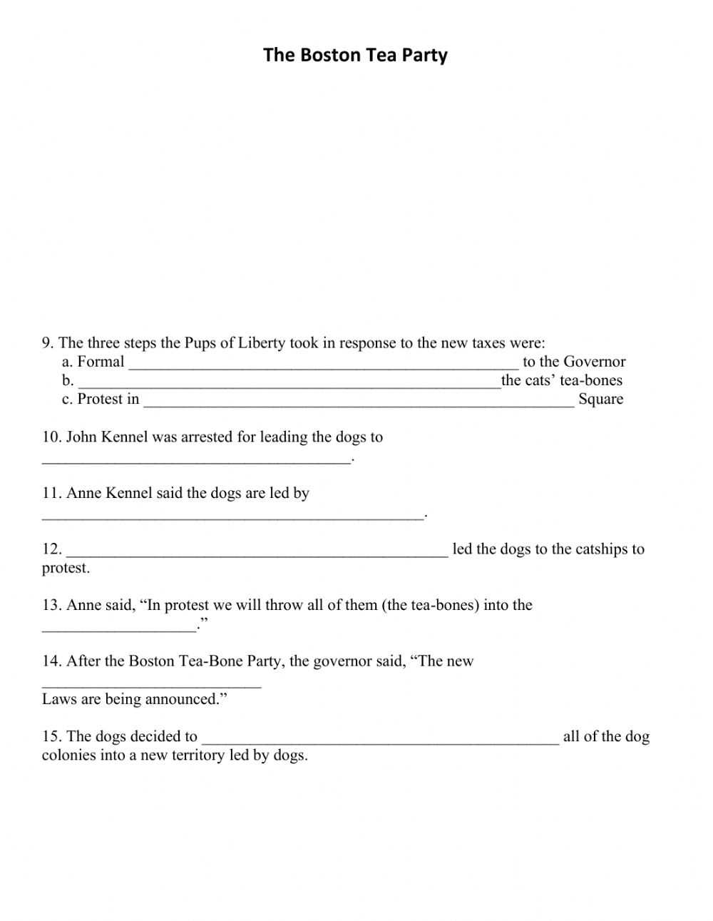 Boston Tea Party Video Quiz 1 Worksheet With Boston Tea Party Worksheet