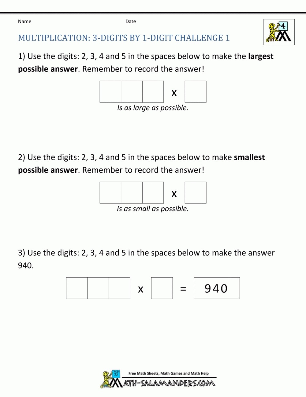 Box Method Multiplication Worksheet with Box Method Multiplication Worksheet