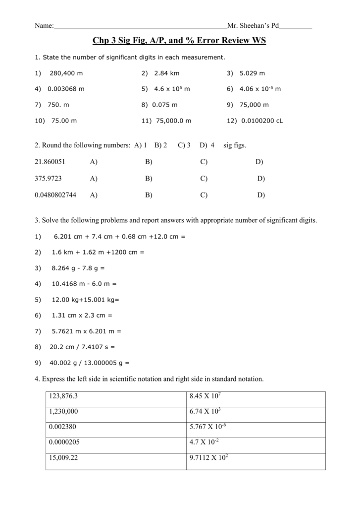 Calculations Using Significant Figures Worksheet Answers - Significant Figures Worksheet Within Significant Figures Worksheet With Answers