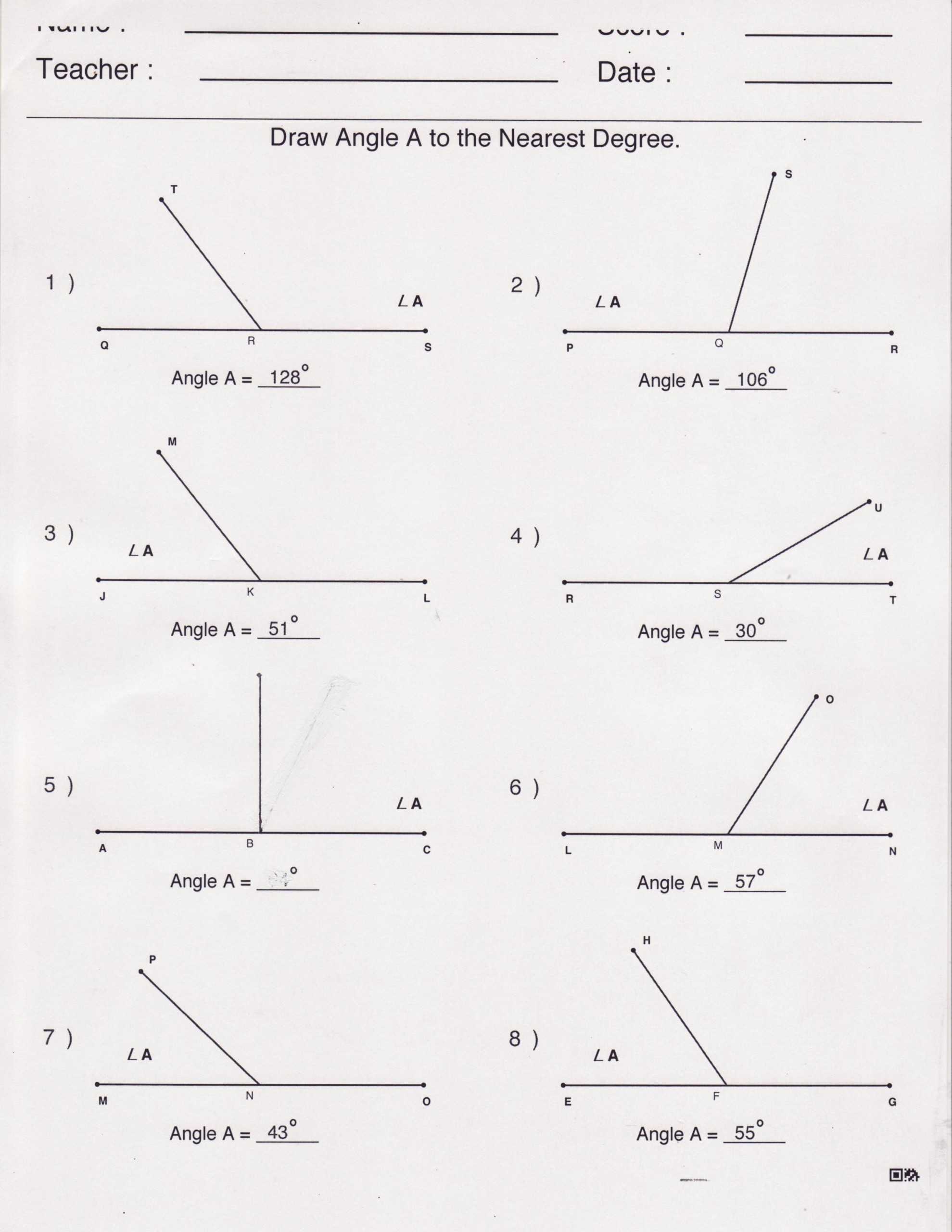 Cascio, Larry / 7Th Grade Stem Within Finding Angle Measures Worksheet
