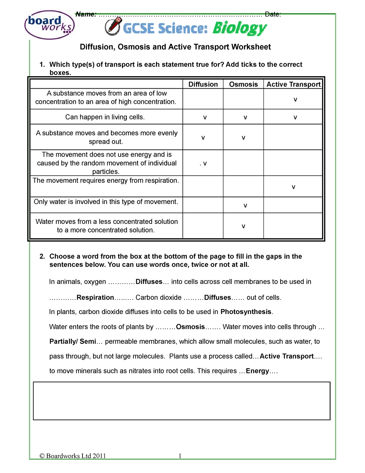 Cell Transport Review Worksheet Answers With Cellular Transport Worksheet Answers
