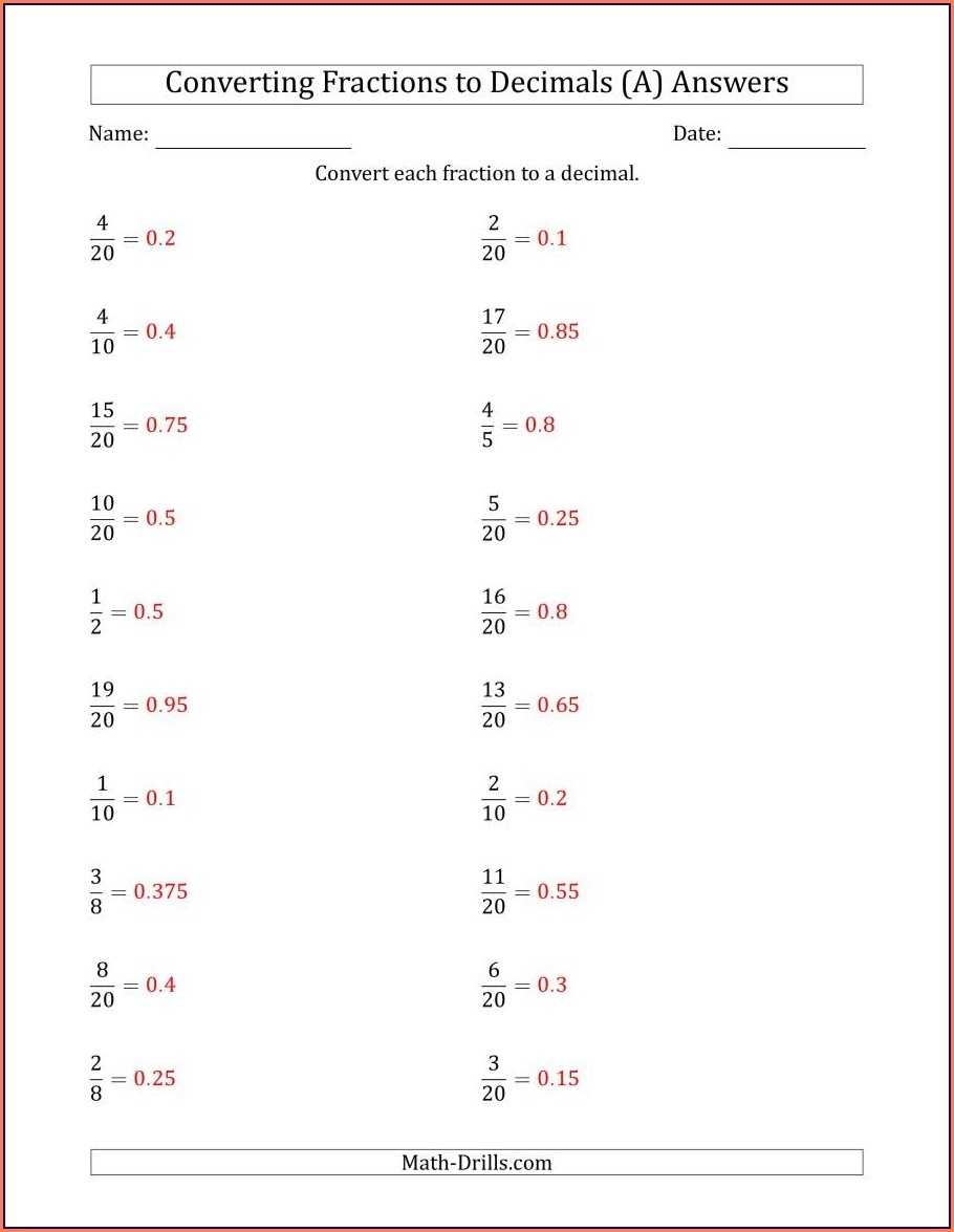 Changing Decimals To Fractions Worksheets 4Th Grade Worksheets Free - 4Th Grade Converting inside Comparing Fractions And Decimals Worksheet