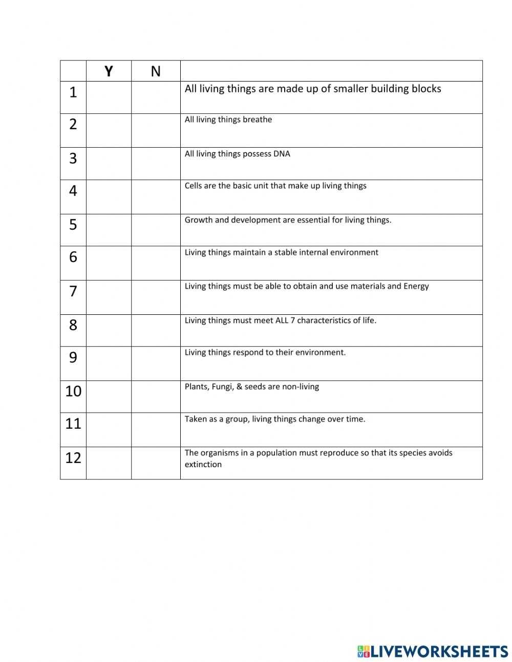 Characteristics Of Life Worksheet - Word Worksheet within Characteristics Of Life Worksheet