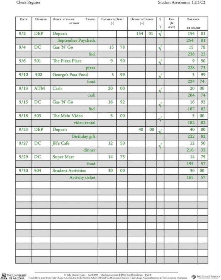 Checkbook Register Worksheet 1 Answers — Excelguider Pertaining To Checkbook Register Worksheet 1 Answers