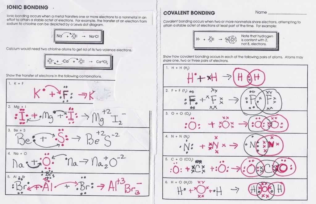 Chemical Bonding Worksheets Answer Key inside Overview Chemical Bonds Worksheet Answers
