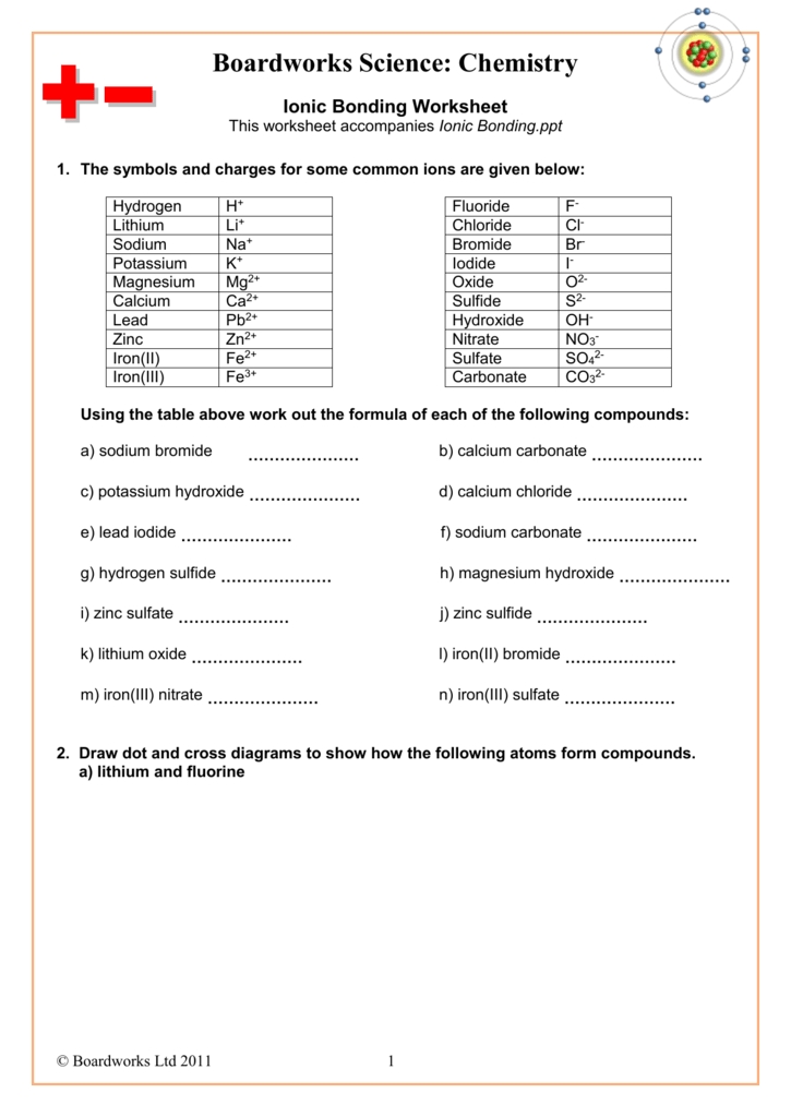 Chemistry Ionic Bonding Worksheet Answers pertaining to Chemical Bonds Ionic Bonds Worksheet
