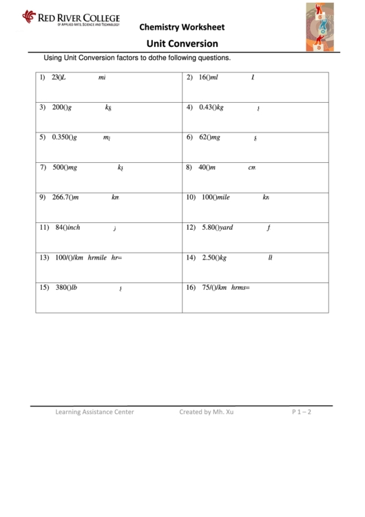 Chemistry Unit Conversion Practice Worksheet with Unit Conversion Worksheet Chemistry