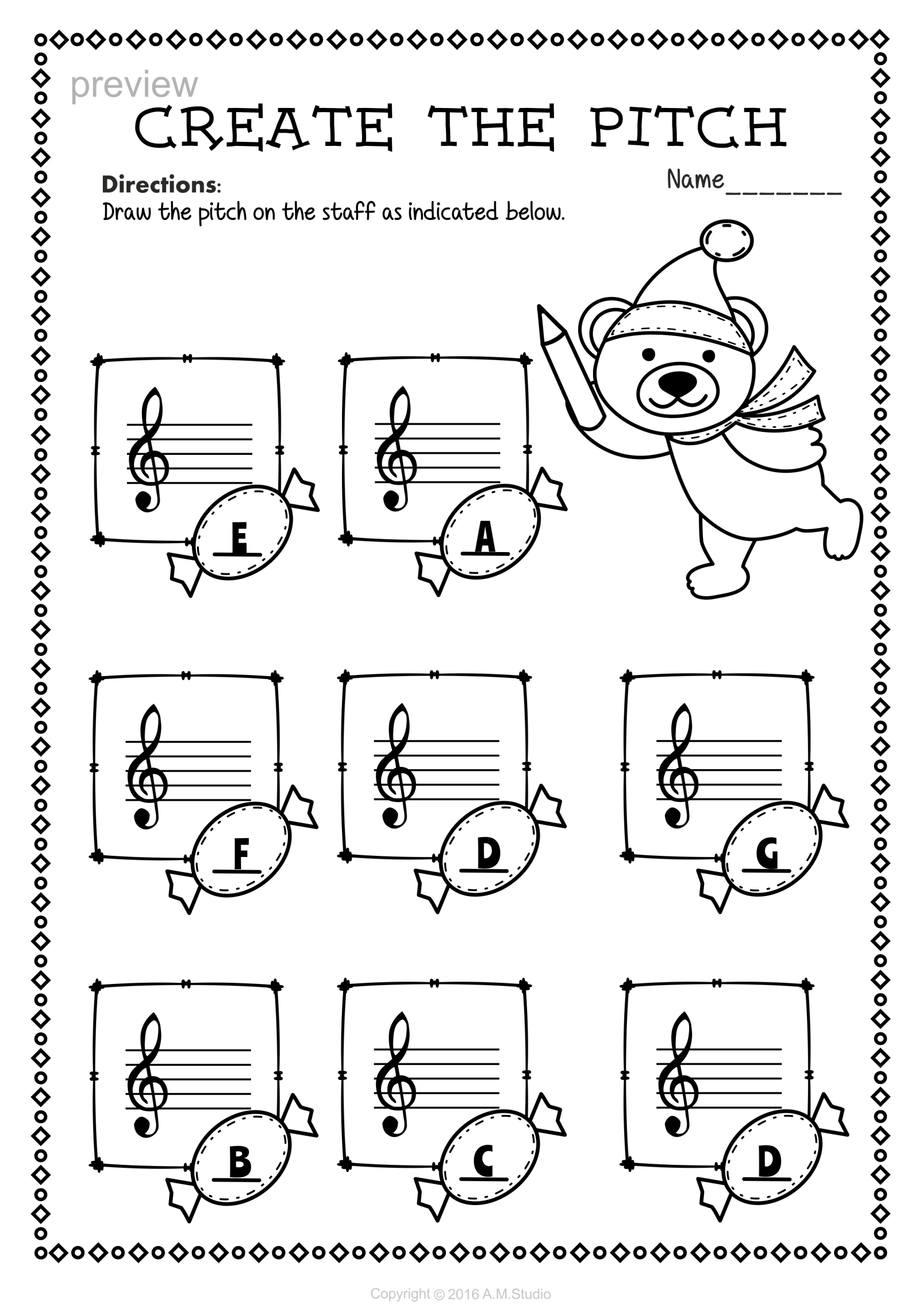 Christmas Note Reading Worksheets6 * Anastasiya Multimedia Studio With Regard To Treble Clef Note Worksheet