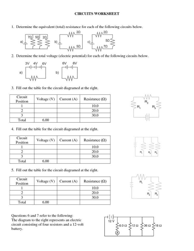 Circuits Worksheet Answer Key — Db Excel Pertaining To Circuits Worksheet Answer Key