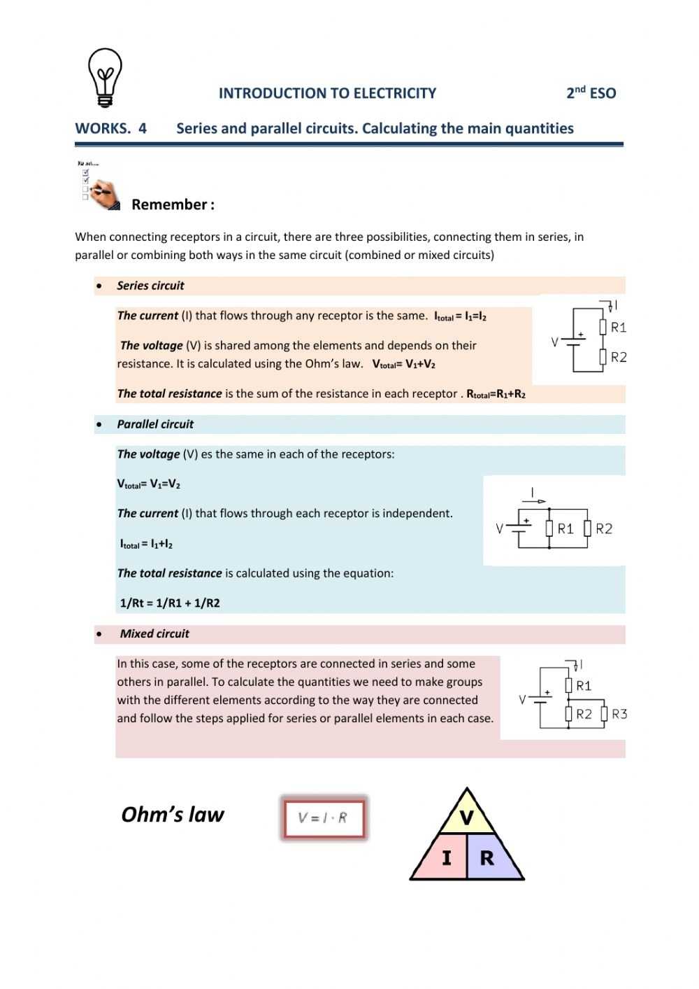 Circuits Worksheet Answer Key for Circuits Worksheet Answer Key